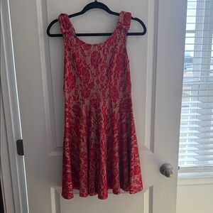 Deb Red and Cream Lace Dress